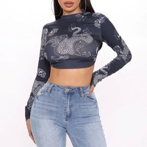 FASHIONNOVA Dragon Print Open Back Top!